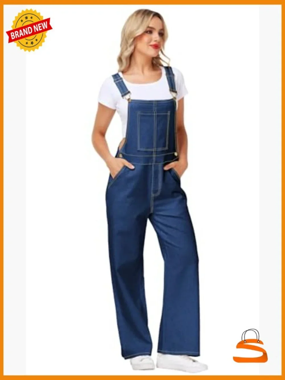 Stretch Denim Bib Overalls Casual Adjustable Strap Jean Jumpsuit